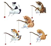 Ornamento Per La Pesca Del Gatto, Scultura Da Pesca Con Gatto Seduto Da 6 X 3 Cm, Figurine Di Gatti In Resina Decorazioni Per Acquari Per Acquari, Scrivanie, Decorazioni Per Laghetti Da Giardino All'a