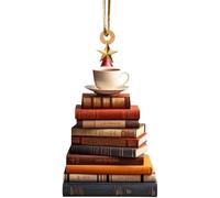 Ornamento Per Libri - Ornamento Per Albero Di Natale Con Pila Di Libri In Acrilico 2D, Ciondolo Con Ciondolo Per Auto Per Albero Di Natale | Ornamento Con Libri Impilati, Ciondolo Scaffale
