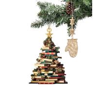 Ornamento Per Libri - Ornamento Per Albero Di Natale In Acrilico 2D Con Pila Di Libri | Prenota Ornamenti Per L'albero Di Natale | Ciondolo Con Ciondolo Per Auto Con Albero Di Natale | Ornamento Impil