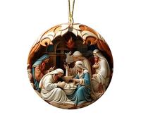 Ornamento per presepe di Gesù, mini set natalizio in acrilico, splendidamente intagliato, ciondolo per scale, ringhiera, parete, portico, giardino, auto, vista posteriore, famiglia e amici