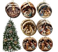 Ornamento per presepe di Natale - Decorazioni per presepe, decorazioni natalizie religiose | 12 decorazioni natalizie per l'albero, decorazioni natalizie fatte a mano della Sacra Famiglia, decorazioni