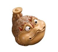 Ornamento per tè in argilla viola a forma di rospo dorato, fatto a mano, nutriente creatività, vassoio da tè a tre zampe, accessorio per il tè (giallo)