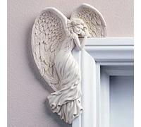 Ornamento per telaio porta di angelo sinistro destro telaio angelo scultura da parete avorio telaio porta ali d'angelo scultura vintage shabby chic angeli figurine ornamento per telaio porta camino