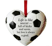 Ornamento personalizzato a forma di cuore da baseball, per uso festivo, con cuciture rosse e incisione per nomi, date o brevi parole commemorative (calcio)