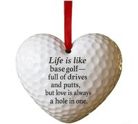 Ornamento personalizzato a forma di cuore da baseball, per uso festivo, con cuciture rosse e incisione per nomi, date o brevi parole commemorative (golf)
