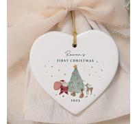 Ornamento personalizzato a forma di cuore per Natale , con un ricordo personalizzato 2025 con , progettato con un affascinante tema di fiabe, come regalo di Natale - 1 pz