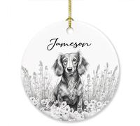 Ornamento personalizzato bassotto Natale 2025, bassotto artistico a matita da disegno ornamento regalo per uomini donne amanti dei cani, bassotto ornamento di Natale, nome personalizzato bassotto