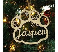 Ornamento personalizzato con nome diverso, impronta di zampa di cane e gatto con nome, ornamenti in legno per albero di Natale, etichette in legno (XF12, 1 pezzi)