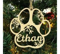 Ornamento personalizzato con nome diverso, impronta di zampa di gatto con nome, ornamenti in legno per albero di Natale, etichette in legno (XF1, 1 pezzi)