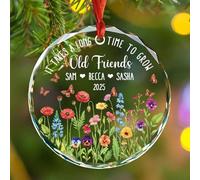 Ornamento personalizzato con nomi migliori amici per la decorazione dell'albero di Natale, ci vuole molto tempo per far crescere vecchi amici ornamenti in vetro, regalo personalizzato per amicizia