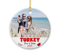 Ornamento personalizzato in ceramica di tacchino con foto, regalo di ricordo del punto di riferimento della Turchia per i viaggiatori a Istanbul, immagine personalizzata Ornamenti nazionali turchi