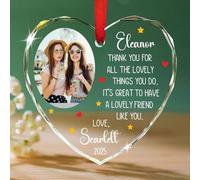 Ornamento personalizzato in vetro con foto dei migliori amici Natale 2025, grazie per tutte le cose belle che fai ornamento regali per migliori amici Besties sorella, immagine/nomi personalizzati