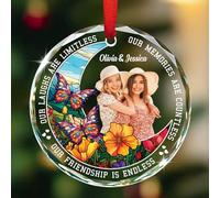 Ornamento personalizzato in vetro per foto Best Friends Xmas 2025, Our Friendship is Endless Christmas Ornaments Regali per Besties Soul Sister, Carica immagine Best Friends Forever Ornament
