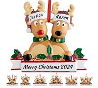 Ornamento personalizzato per albero di Natale con cervo Famiglia di 2,3,4,5,6,7,8 Nome Carino Santa Renna 2024 Decorazione natalizia Regalo di NataleFamiglia di 2
