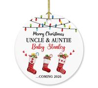 Ornamento personalizzato per annuncio di gravidanza regalo per nuovo zio, nuova zia, personalizzato bambino in arrivo 2026 ornamenti da appendere con nome, promosso a zio e zia ornamento natalizio