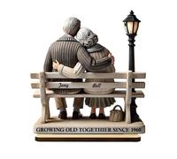Ornamento personalizzato per coppia di anziani - Effetto legno, regalo comm Z6G3