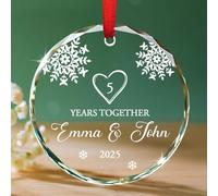 Ornamento personalizzato per il 5° anniversario 2025, regali di nozze per il 5° anniversario per coppia, nomi personalizzati e coppia di anni sposati ornamenti natalizi 2025, ornamento Mr e Mrs