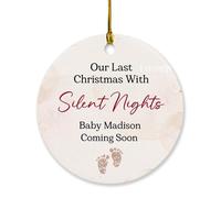 Ornamento personalizzato per il bambino che arriva a Natale 2025, il nostro ultimo Natale con notti silenziose, ornamento personalizzato per bambini in arrivo con nome del bambino, annuncio di