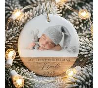 Ornamento personalizzato per il primo Natale 2025 Ragazza Ragazza Ragazzo - Ornamenti natalizi personalizzati per bambino, 1 ° ornamento di Natale 2025 con testo fotografico, regali per neo mamma