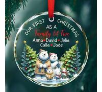 Ornamento personalizzato per il primo Natale come una famiglia di cinque persone 2025, famiglia di 5 ornamenti personalizzati con orso polare regali per il nuovo bambino figlio figlia, ornamento orso