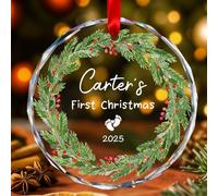 Ornamento personalizzato per il primo Natale del bambino 2025 - Ornamenti personalizzati per il mio primo Natale per neonati per neonati - Ornamenti per neonati in vetro cristallo