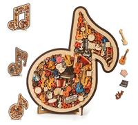 Ornamento puzzle strumento nota musicale, puzzle musicale 3D in legno di forma irregolare con pezzi di violino, chitarra, pianoforte, batteria, arte creativa per adulti, regalo artistico (#C)