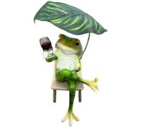 Ornamento reclinabile anfibio in resina da giardino casa con dettaglio foglia re