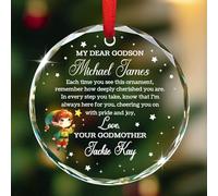 Ornamento ricordo per figlioccio, ornamento in vetro personalizzato con il mio caro figlioccio con nomi, ornamento per baby elfo regalo per bambino figlioccio per le vacanze di Natale, regalo