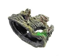 Ornamento roccioso per acquario a forma di ponte, con profilo panoramico delle montagne e passaggi interni cavi, compatibile con impianti d'acqua dolce e salata (C)
