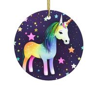 Ornamento rotondo in ceramica a forma di stella di un cavallo con stampa fronte-retro per decorazioni da appendere per le vacanze souvenir