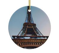 Ornamento rotondo in ceramica a forma di Torre Eiffel di Parigi: una decorazione natalizia in ceramica indispensabile per le festività natalizie