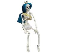 Ornamento scheletro di Halloween, decorazione esterna di Halloween, scheletro - scheletro spaventoso con capelli - ossa del corpo umano realistiche, per la casa infestata - e