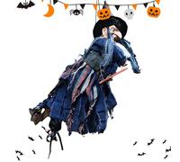 Ornamento strega urlante con controllo vocale, puntello per strega all'aperto con luce a LED, accessorio per strega, decorazione da strega urlante attivata dalla voce e dal tocco, strega appesa con