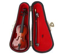 Ornamento strumento Replica in miniatura di violoncello in legno con fiocco, supporto e confezione Mini strumento musicale Casa delle bambole in miniatura Modello Decorazione
