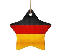 Ornamento unico in ceramica con stampa bandiera della Germania, ciondolo a forma di stella su entrambi i lati per decorazioni natalizie