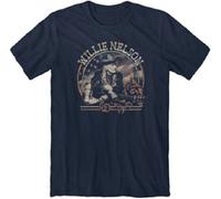 Ornamento Uomo T-Shirt Navy Willie Nelson Paese Rock Cantante American Flag 8817