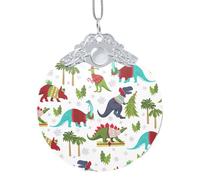 Ornamento variopinto della palla di Natale dei dinosauri con il gancio, decorazione di vetro a 3,3 pollici con stampa completa dell'involucro