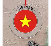 Ornamento Vietnam, bandiera dei ricordi, serie eroi rotonda per albero di Natale, decorazione per albero di Natale, mappa, contorno, acrilico, decorazione per albero di Natale