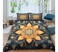 Ornate floralSet Di Copripiumino morbida 3 Pezzi stampa 3D con cerniera Bohemian mandala art copripiumino incluso federe aiosa ultra morbido e traspirante for bambini adulti ragazzi Single（140x200cm）