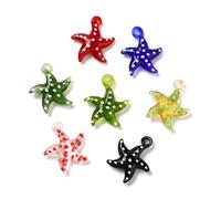 Ornazy 10 ciondoli a forma di stella marina in vetro lavorato a mano, colori casuali, ciondoli da appendere per la creazione di gioielli a tema marino