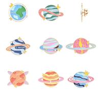 Ornazy 8 spille smaltate a tema celestiale, stili misti, con pianeta terra, spille da bavero per gioielli, accessori, regali