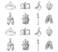 Ornazy 80 ciondoli tibetani a tema guerra medievale, 8 stili, a tema guerra, cavallo, spada, elmo, argento anticato, ciondoli per la creazione di gioielli