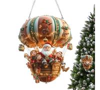 Ornement 2D Père Noël Montgolfière - Décoration Murale/de Fenêtre Acrylique | Suncatcher Plat Captant la Lumière du Soleil | Ornement Fantaisiste Intérieur & Extérieur - Cadeau Noël