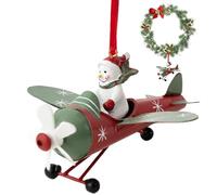 Ornement D'avion Du Père Noël - 12,5x12cm Décoration Suspendue En Fer | Design Bonhomme De Neige Ou Pèrre Noëls | Accroche Facile Avec Corde | Déco Réutilisable Pour Sapin Et Fêtes