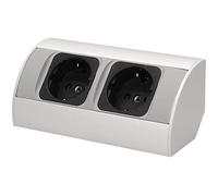 ORNO AE-1303/G(GS) Presa Angolare 2x Shuko 3680W Montaggio a 45° Su Superficie Per Cucina Ufficio e Piano Di Lavoro