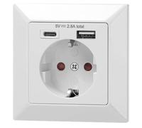 ORNO AE-13232(GS) Prese Elettriche Da Muro Bianco - 1 x USB-A + USB-C 5VDC/2.8A, 3680W - Tipo: Schuko