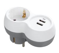 ORNO AE-13246(GS) Presa Salvaspazio 2P+T Schuko con Caricatore 2xUSB: USB-A + USB-C Bianco/Grigio