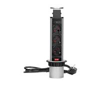 ORNO AE-1347(GS) Torretta Multipresa Estensibile dall'Alto con Blocco e 3 Prese Lunghezza Cavo 1,8 m Carico Max 3680W (plastica + metallo verniciato)