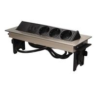 ORNO AE-1364 Ciabatta a scomparsa a 3 prese con caricatore USB, lunghezza cavo 1,8 m, presa Schuko tipo F