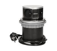 ORNO AE-1380 Multipresa Verticale Ø10cm Allungabile Dall'alto Con Cavo Da 1.5m 4x2P+Z INOX